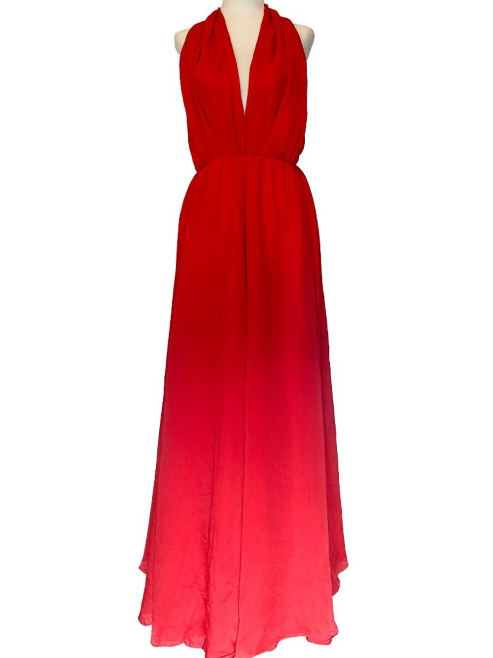 Vintage Jacques Bellini Red Silk Halter Maxi Dress - Elegant Evening Gown